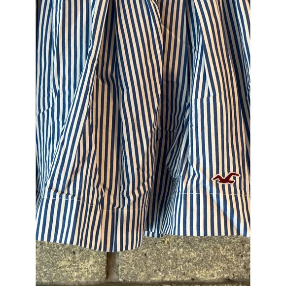 Blue & White Striped Hollister Skater Skirt With Elastic Waistband & Inner Linin - Picture 2 of 10